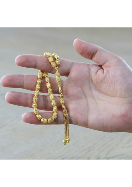 3 Lü Kamçı Püsküllü Telkari Tasarım Kapsül Kesim Altın Renk 925 Ayar Gümüş Tesbih fırsatları