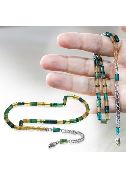 Ateş Kehribar Tesbih - Kararmaz Metal Püsküllü - Mini Boy - Mavi Beyaz - Kesme Kesim fiyatları