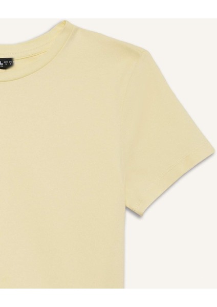 Fitted Bisiklet Yaka Basic Düz Kısa Kollu Tişört Z8790AZ25SM