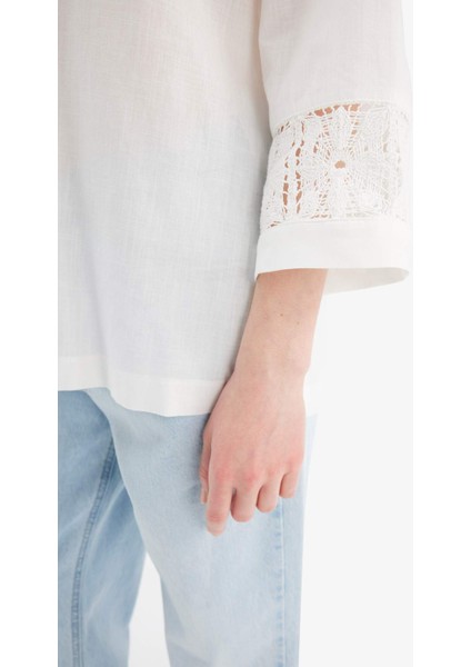 Relax Fit Apaş Yaka Basic Düz Uzun Kollu Gömlek