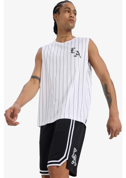 Hızlı Kuruyan Standart Fit Baskılı Bisiklet Yaka Sporcu Atlet E4393AX25HS