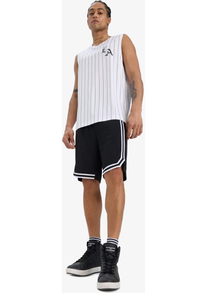 Hızlı Kuruyan Standart Fit Baskılı Bisiklet Yaka Sporcu Atlet E4393AX25HS