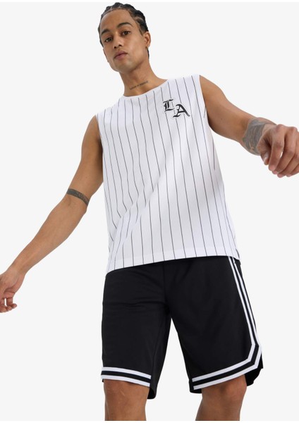 Hızlı Kuruyan Standart Fit Baskılı Bisiklet Yaka Sporcu Atlet E4393AX25HS