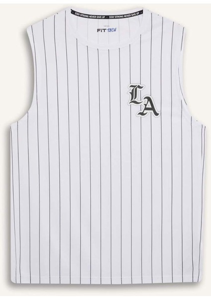 Hızlı Kuruyan Standart Fit Baskılı Bisiklet Yaka Sporcu Atlet E4393AX25HS