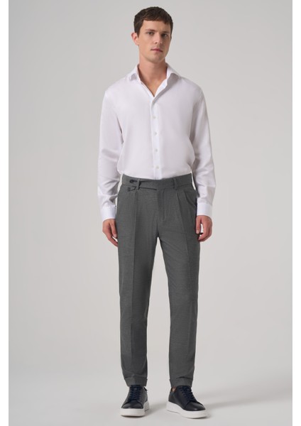 Erkek Füme Poliviskon Trend Desenli Slim Fit Çift Pile Pantolon modelleri