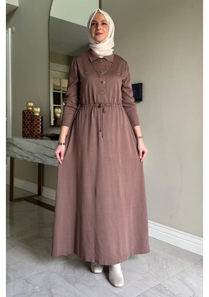 Hazan Triko Elbise Sütlü Kahve