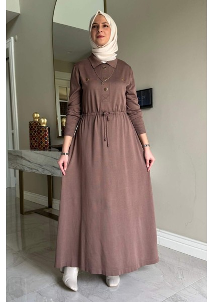 Hazan Triko Elbise Sütlü Kahve