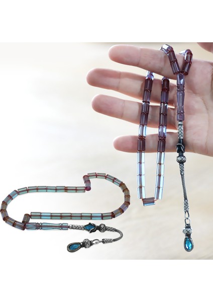 1000 Ayar Gümüş Kazaz Püsküllü Kesme Kesim Turkuaz Ateş Kehribar Tesbih fiyatları