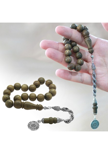 925 Ayar Gümüş Halat Püsküllü Küre Kesim Kahverengi Pelesenk Efe Tesbih fiyatları