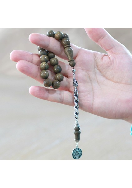 925 Ayar Gümüş Halat Püsküllü Küre Kesim Kahverengi Pelesenk Efe Tesbih modelleri