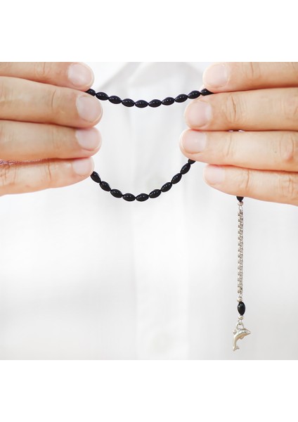 Kararmaz Metal Arnavut Zincir Püsküllü Arpa Kesim Siyah Mini Boy Sıkma Kehribar Tesbih modelleri