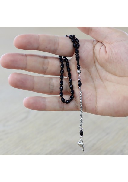 Kararmaz Metal Arnavut Zincir Püsküllü Arpa Kesim Siyah Mini Boy Sıkma Kehribar Tesbih fırsatları