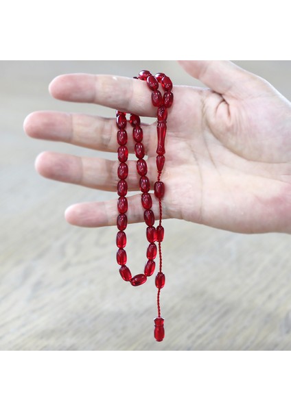 Sistemli Özel Kesim Bayrak Kırmızısı Ateş Kehribar Tesbih modelleri