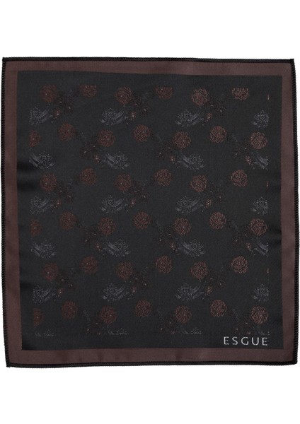 8 cm Klasik Geniş Hand Made Siyah - Kahverengi Çiçek Desen Mendilli Kravat indirimleri