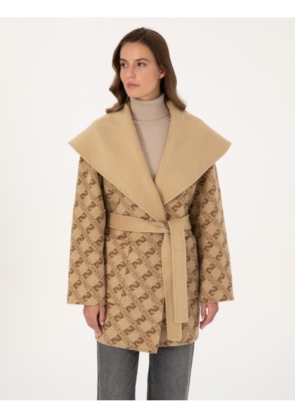 Kadın Bej Comfort Fit Kaşe Kaban 50314281-VR011 fiyatları