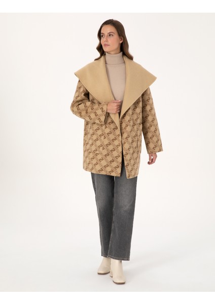 Kadın Bej Comfort Fit Kaşe Kaban 50314281-VR011 fırsatları