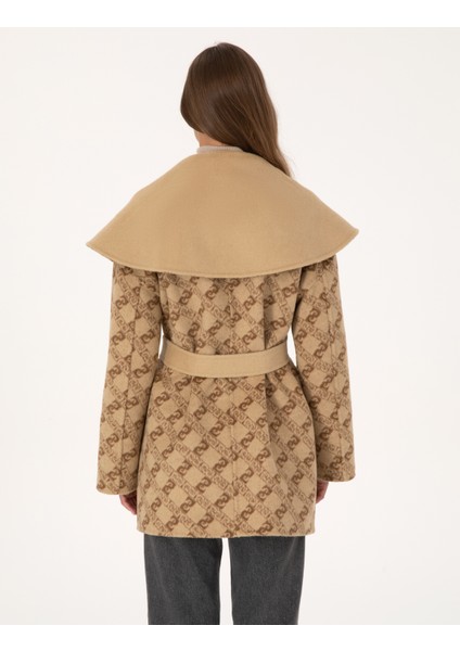 Kadın Bej Comfort Fit Kaşe Kaban 50314281-VR011