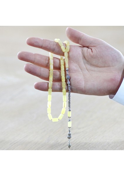 925 Ayar Gümüş Kral Zincir Püsküllü Kapsül Kesim Soft Sarı Doğal Damla Kehribar Tesbih fırsatları