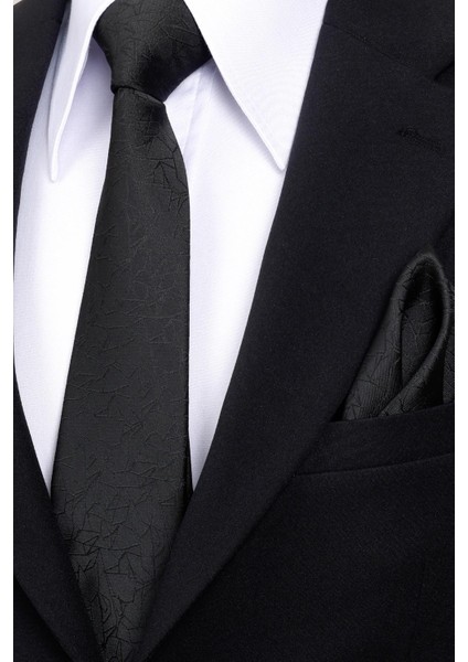 8 cm Klasik Geniş Hand Made Siyah Desenli Mendilli Kravat modelleri