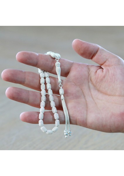 3 Lü Kamçı Top Püsküllü Telkari Tasarım Kapsül Kesim Gümüş Renk 925 Ayar Gümüş Tesbih fırsatları