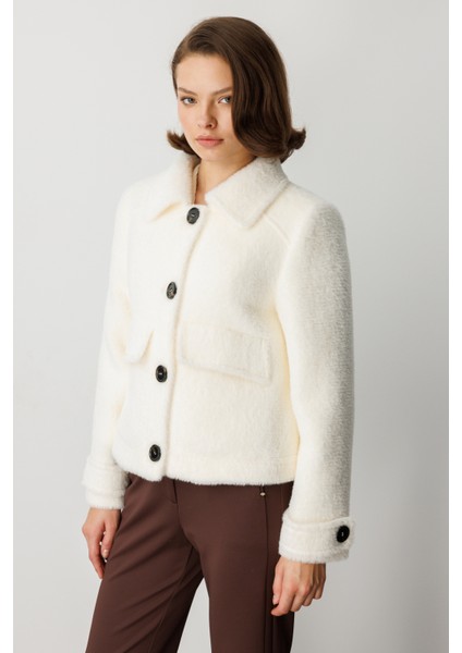 Kadın Kolu Apoletli Kapak Cepli Mont 6111 Ekru fiyatları
