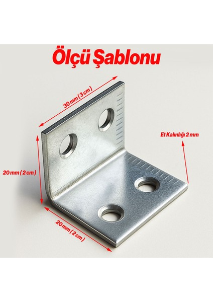 (50 Adet) L Demiri 30X20X20 mm Metal Gönye Raf Köşe Sabitleme Mobilya Bağlantı Destek Parçası fiyatları