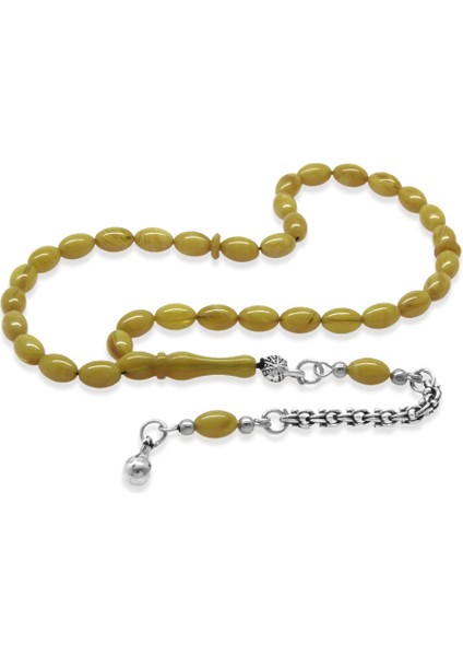 Kararmaz Metal Arnavut Zincir Püsküllü Arpa Kesim Hareli Sarı Mini Boy Ateş Kehribar Tesbih fırsatları