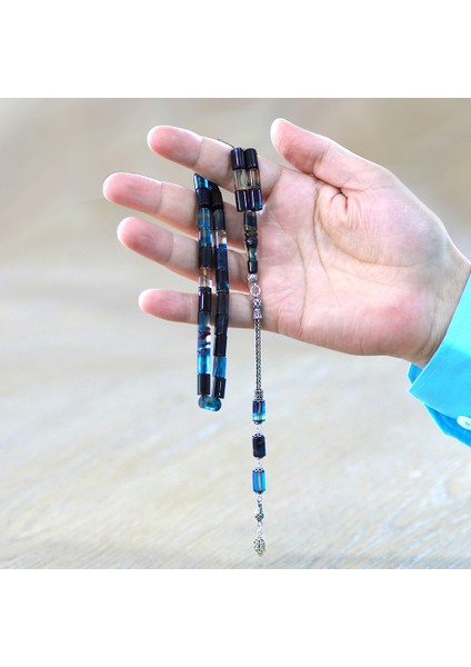 925 Ayar Gümüş Püsküllü Kesme Kesim Mavi Beyaz Ateş Kehribar Tesbih modelleri