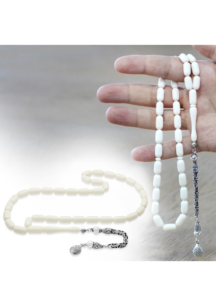 Deve Kemiği Tesbih - 925 Ayar Gümüş Kral Püsküllü - Kapsül Kesim fiyatları