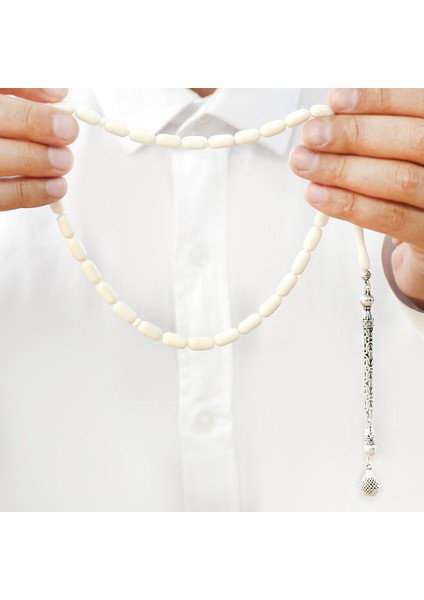 Deve Kemiği Tesbih - 925 Ayar Gümüş Kral Püsküllü - Kapsül Kesim fırsatları