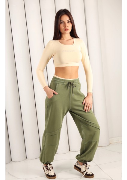 Kadın Yeşil Lastik Paça Eşofman Altı | MSC2617