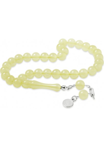 Kararmaz Metal Tuğra Püsküllü Küre Kesim Şeffaf Renk Kedigözü Tesbih