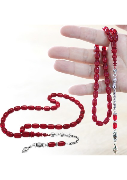 Kararmaz Metal Arnavut Püsküllü Imamesi Işçilikli Özel Kesim Hareli Kırmızı Ateş Kehribar Tesbih fiyatları