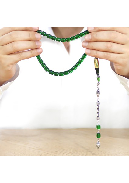 Kararmaz Metal Halat Püsküllü Kurşun Nakkaş Imameli Kapsül Kesim Yeşil Ateş Kehribar Tesbih fırsatları