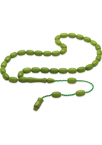 Sistemli Özel Kesim Orman Yeşili Sıkma Kehribar Tesbih