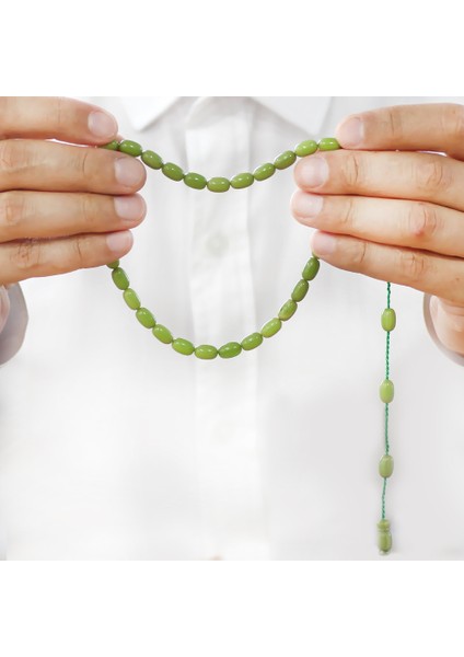 Sistemli Özel Kesim Orman Yeşili Sıkma Kehribar Tesbih fırsatları