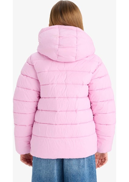 Kız Çocuk Su Geçirmez Kapüşonlu Fermuarlı Şişme Mont E5406A825AU