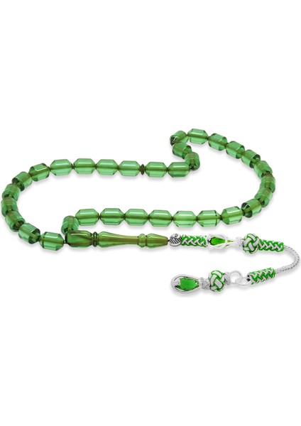 Bakır Kazaz Püsküllü Uçlu Kapsül Kesim Su Yeşili Ateş Kehribar Tesbih