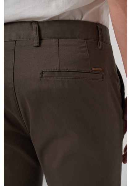 Erkek Haki Pamuk Trend Slim Fit Chino Pantolon fırsatları