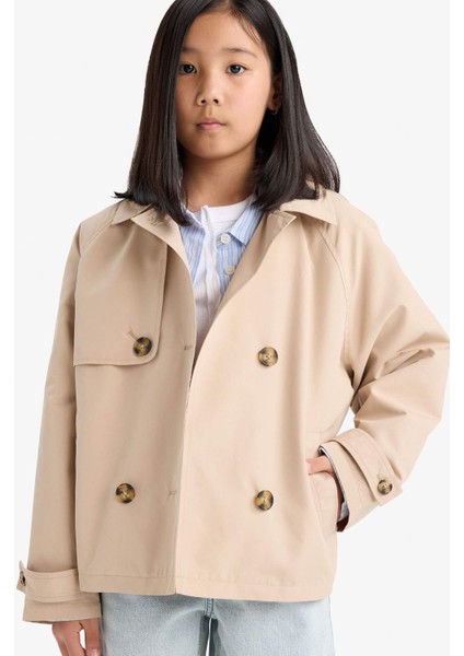 Kız Çocuk Düğmeli Kısa Trençkot D6938A825AU