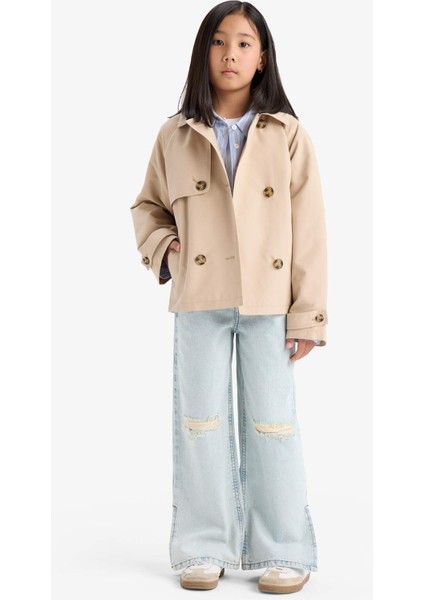 Kız Çocuk Düğmeli Kısa Trençkot D6938A825AU