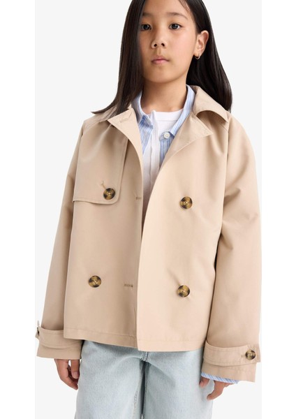 Kız Çocuk Düğmeli Kısa Trençkot D6938A825AU