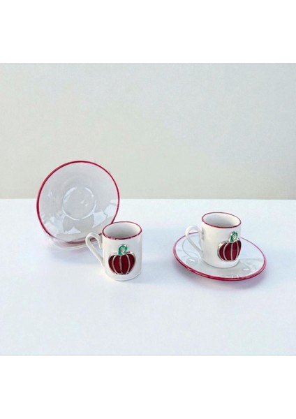 Homeinn Balkabağı Desenli 2’li Kahve Fincan Takımı – Şık Sunum, Hediyelik, Dekoratif, Seramik modelleri