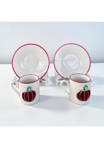 Homeinn Balkabağı Desenli 2’li Kahve Fincan Takımı – Şık Sunum, Hediyelik, Dekoratif, Seramik fırsatları