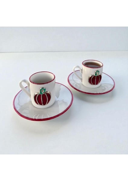 Homeinn Balkabağı Desenli 2’li Kahve Fincan Takımı – Şık Sunum, Hediyelik, Dekoratif, Seramik indirimleri