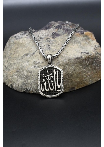 Ya Allah Yazılı 925 Ayar Gümüş Kolye Kral Zincir 2mm 902429 modelleri