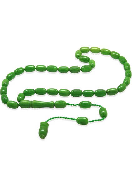 Sistemli Özel Kesim Zümrüt Yeşil Sıkma Kehribar Tesbih