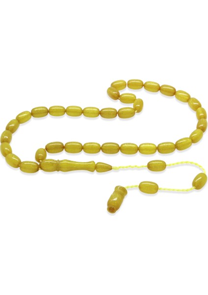 Sistemli Özel Kesim Sedefli Sarı Ateş Kehribar Tesbih