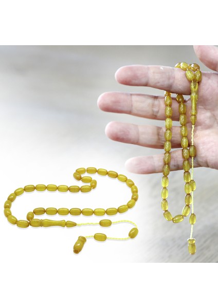 Sistemli Özel Kesim Sedefli Sarı Ateş Kehribar Tesbih fiyatları