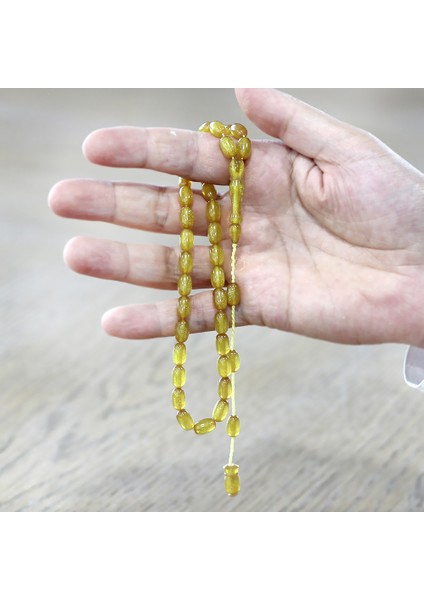 Sistemli Özel Kesim Sedefli Sarı Ateş Kehribar Tesbih modelleri